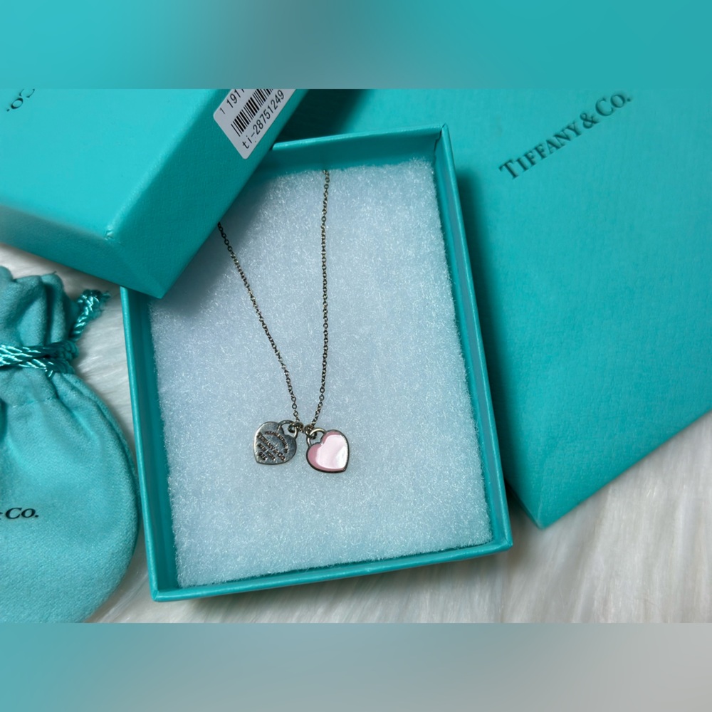 mini Pink Double Heart in silver